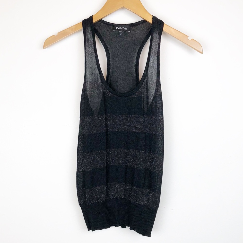 BEBE RACERBACK STRIPED TOP SIZE SMALL - Picture 3 of 8